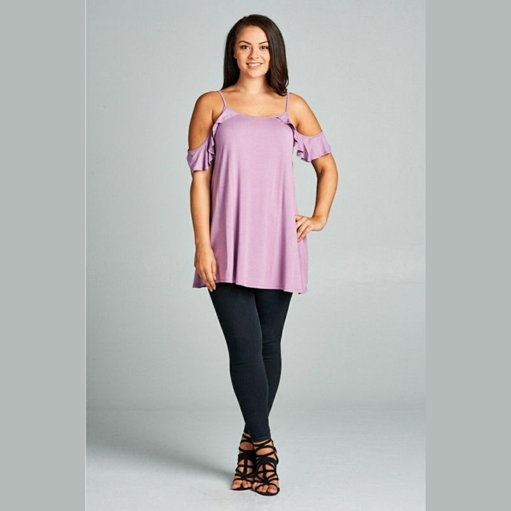 Open Shoulder Jersey Tunic Top
